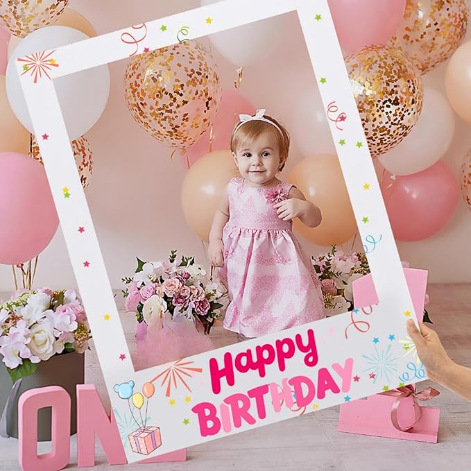32 x 24 Inch Large Blank DIY Photo Booth Props Picture Frame Party Frame DIY Photo Booth Props Selfie for Birthday, Graduation, Christmas Holiday Party (White,Vertical)