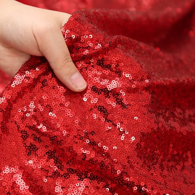 Poise3EHome 2Pcs 3Ft x 8Ft Red Sequin Backdrop Curtain for Birthday Party Baby Shower Wedding Christmas Thanksgiving Holiday Festival Decor