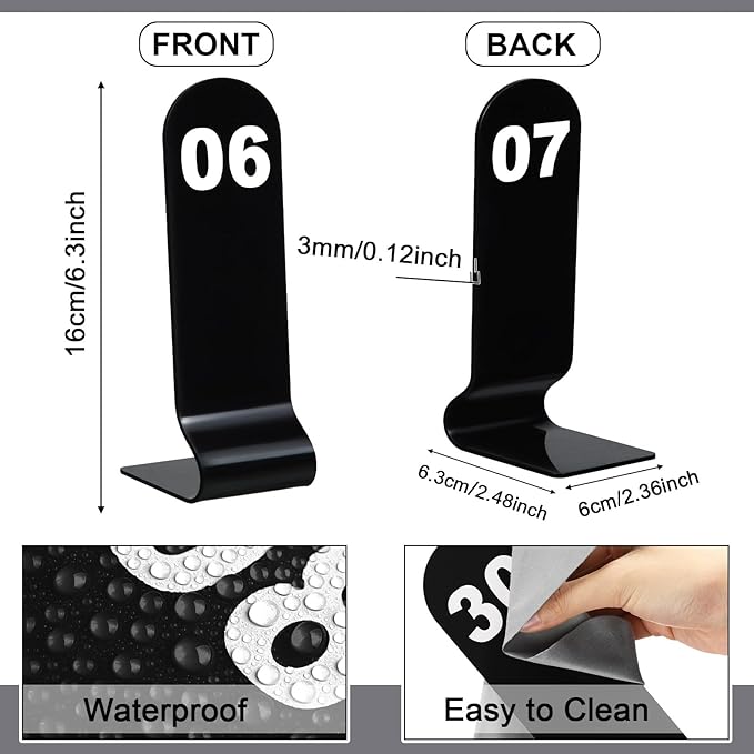 Tuanse 1-30 Table Order Numbers Restaurant Double Sided Acrylic Reception Number Stands Signs for Wedding Restaurant Seating Cafes Party Banquet(Black)