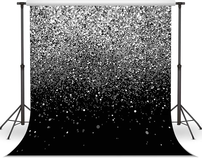 WOLADA Black and Silver Backdrop Silver Glitter Backdrop for Photography Wedding Birthday Baby Shower Party Photo Studio 10x10FT FW18