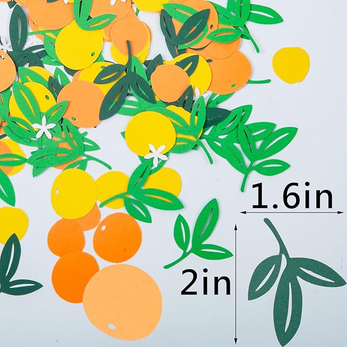 200 Pcs Little Cutie Baby Shower Orange Confetti - Citrus Confetti - Eucalyptus Scatter For Birthday Wedding Party Table Decoration Supplies