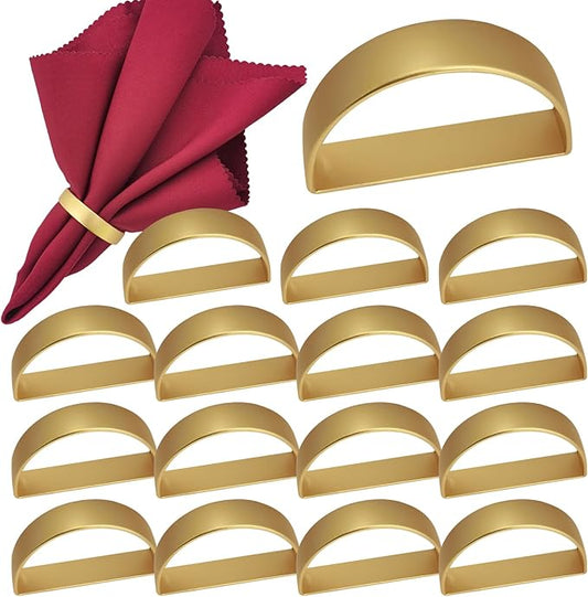 16PCS Gold Napkin Rings, Metal Napkin Rings, Fall Thanksgiving Christmas Table Decorations, Wedding, Banquet, Party, Easter Table Napkin Decorations