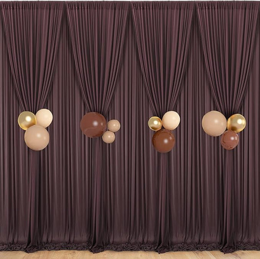 40 ft x 10 ft Wrinkle Free Brown Backdrop Curtain for Parties, Wedding Brown Photo Backdrop Drapes, Fabric 8 Panels 5ft x 10ft for Baby Shower Photoshoot Engagement Birthday Photography Background