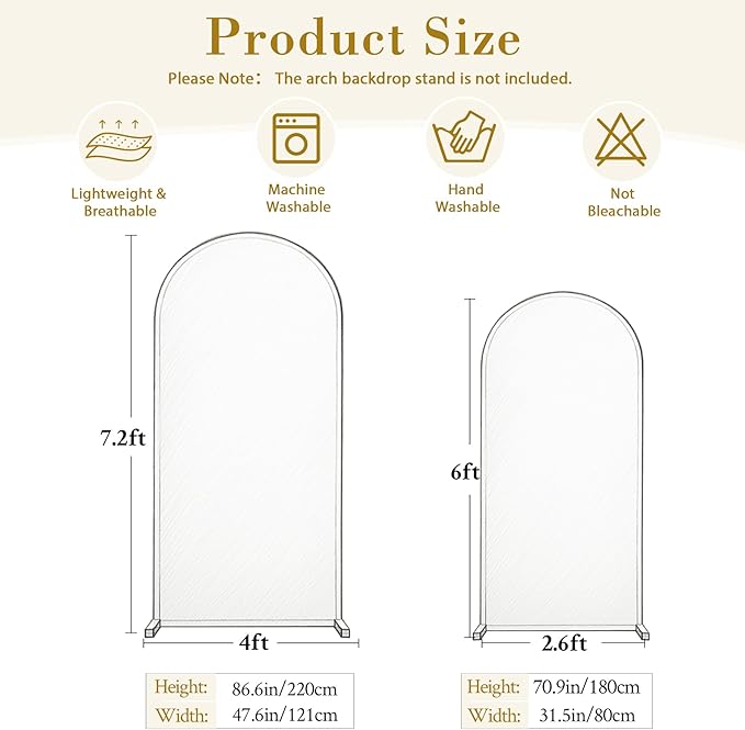 Purple Lavender Arch Backdrop Cover for Wedding, 7.2FT 6FT Set of 2 Stretchy Spandex Fitted Arch Stand Cover for Baby Shower, Birthday Party Decor, Chiara Backdrop Cover with Double-Sided Design