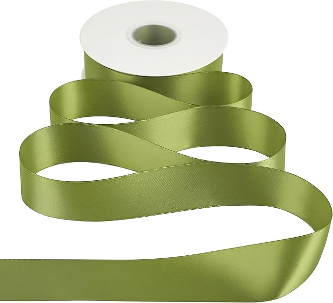 HUIHUANG Olive Green Polyester Satin Ribbon 1.5 inch x 50 Yards for Gift Wrapping, Bows, Flower Bouquet, Wedding, Christmas, Crafts
