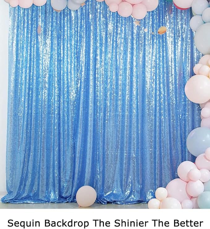 ShiDianYi 4FTX6FT-Baby Blue-Sequin Photo Backdrop,Party/Prom Photography Background,Wedding Photo Booth, Glitter Backdrop for Birthday Party Baby Shower