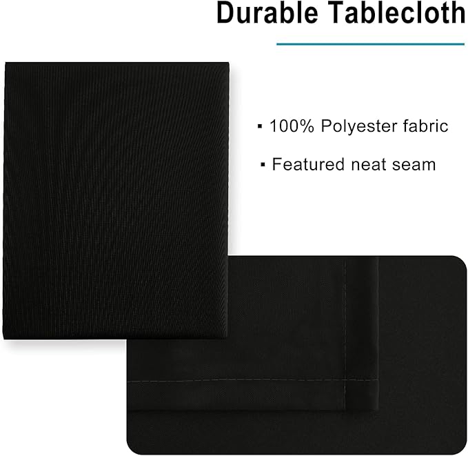 Hiasan Black Tablecloth for Rectangle Tables - Waterproof and Spillproof Washable Fabric Table Cloth for Dining Room Kitchen Party, 60 x 102 Inch