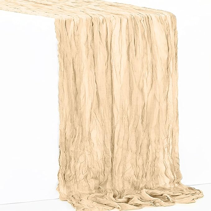 10 Pack Nude Cheesecloth Table Runner 35x120 Inch 10Ft Rustic Gauze Cheese Cloth Table Runner Sheer Cheesecloth Table Runners for Wedding Party Bridal Shower Decoration