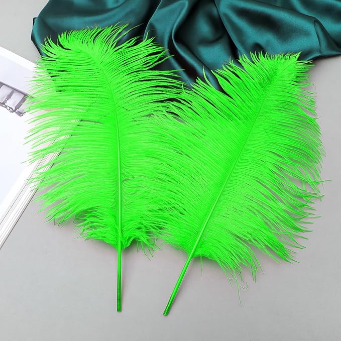Ballinger Lime Green Ostrich Feathers - 24Pcs 10-12inch Large Green Ostrich Feathers for Vase,Wedding Party Centerpieces and Holiday Home Decor