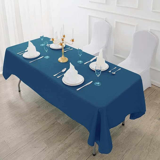Fokitut 2 Pack Waterproof Rectangle Tablecloth, 60x120 Inch,Stain Resistant and Wrinkle Polyester Table Cloth, Fabric Table Cover for Kitchen Dining, Wedding, Party, Holiday Dinner-Mediterranean Blue