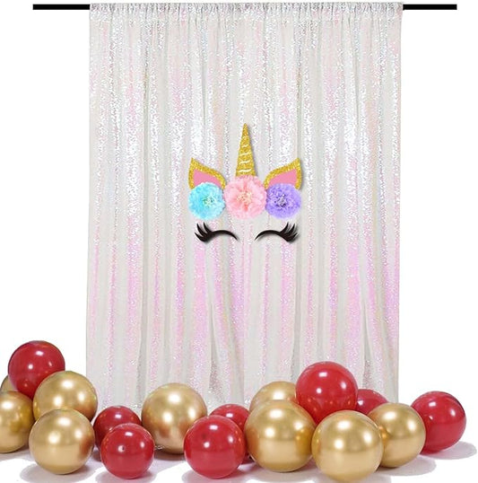 Iridescent Sequin Backdrop 8FTx8FT 1 Panel Sparkle Backdrop Curtain Glitter Background Drape for Weddings Showers Parties Birthday Christmas Photography