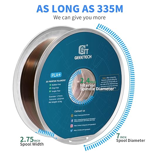 Geeetech Metal-Like Shiny Silk Bronze Rainbow 3D Printer PLA Filament, Shine Silky Metallic Printing Consumable 1.75mm, Dimensional Accuracy +/- 0.02 mm, 1kg Spool (2.2lbs), Fit Most FDM Printer