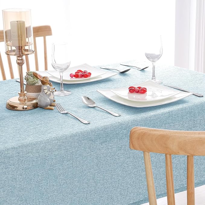 Hiasan 2 Pack Faux Linen Rectangle Tablecloth - Wrinkle and Stain Resistant Washable Table Cloth for Kitchen Dining Room Holiday Table Cover for Party Dinner, Lux Slate Blue, 54 x 108 Inch