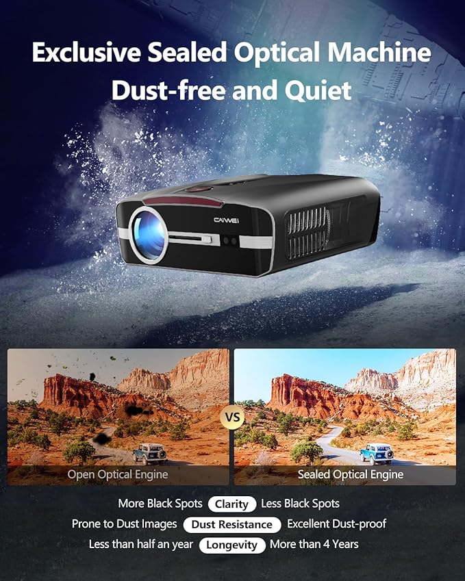4K Projector Auto Focus HDR WiFi 6, Smart Daylight Projector 4K High Lumen 2300 ANSI LED 1080P Ultra HD Ceiling Home Theater Karaoke Movie Gaming Indoor Outdoor with Bluetooth HDMI USB Ethernet Apps