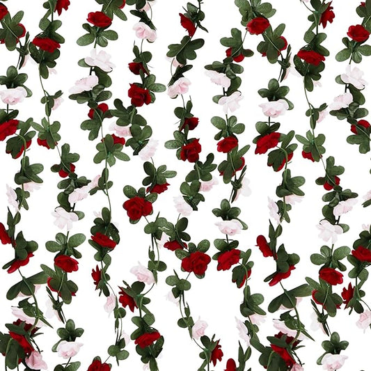12 Pcs 99 Ft Flower Garland Rose Vines, Rose Garland for Decoration, Flower Vine for Room Table Birthday Wedding Party Garden Wall Decor