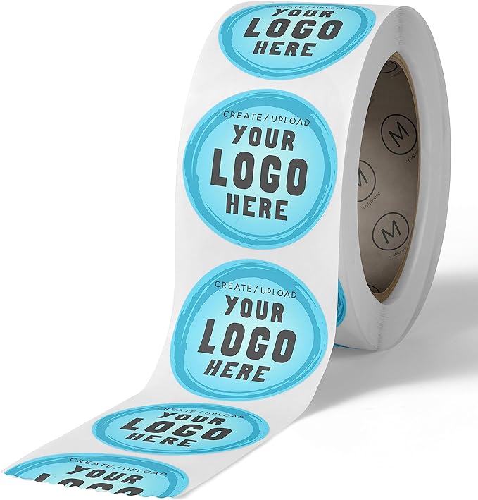 Custom Stickers Label Rolls, Build Your Own Stickers/Labels Any Design Premium Gloss BOPP Sticker, Personalized for Business Logo, Printed Sticker Labels 50+ (3 Inch Circle)