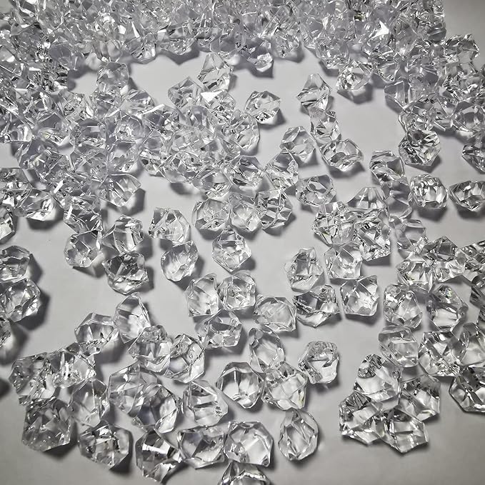 Fake Crushed Ice Cubes, Vase Fillers, 150 pcs 16*22 mm Fake crushed Ice Cubes Artificial Acrylic Crystal Rocks Diamonds for Vase Fillers, Party Favor, Wedding Decoration (0.86*0.62inch,Clear)
