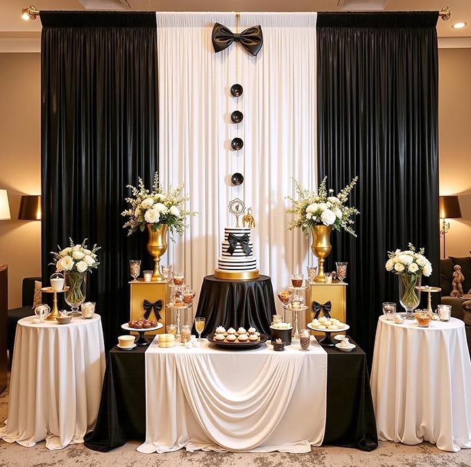 10ftx10ft Black Sequin Backdrop Curtain for Parties, Wrinkle Free Thick Glitter Sparkle Photo Backdrop Drapes 2 Panels 5x10FT Shimmer Back Drop Cloth for Wedding Birthday Halloween Background