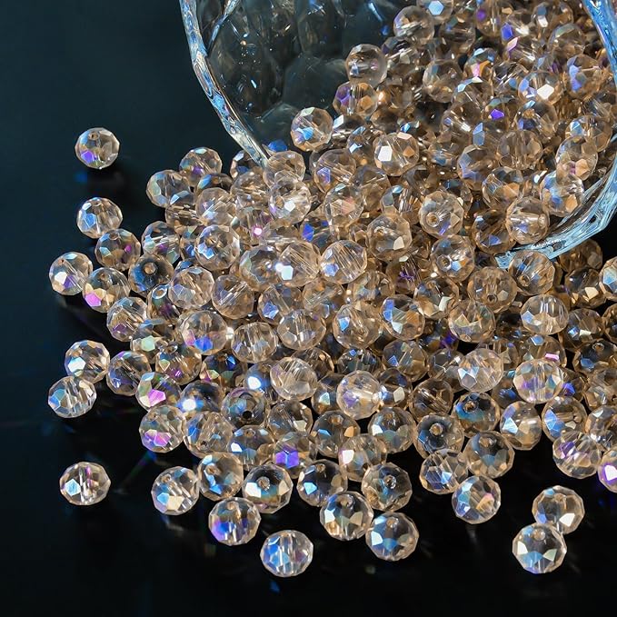 460Pcs 8mm Crystal Glass Beads for Jewelry Making Beads for Bracelets Necklace Pendants Making Supplies(Silver Champagner)
