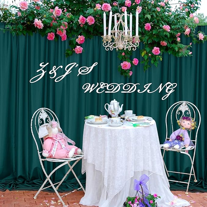 MEETSKY Hunter Green Backdrop Curtains for Parties Wedding Curtains Rod Pocket Green Photo Curtains Backdrop Sliding Drapes Backdrop Curtains for Birthday Party Photography, 5ft x 7ft, 2 Panels