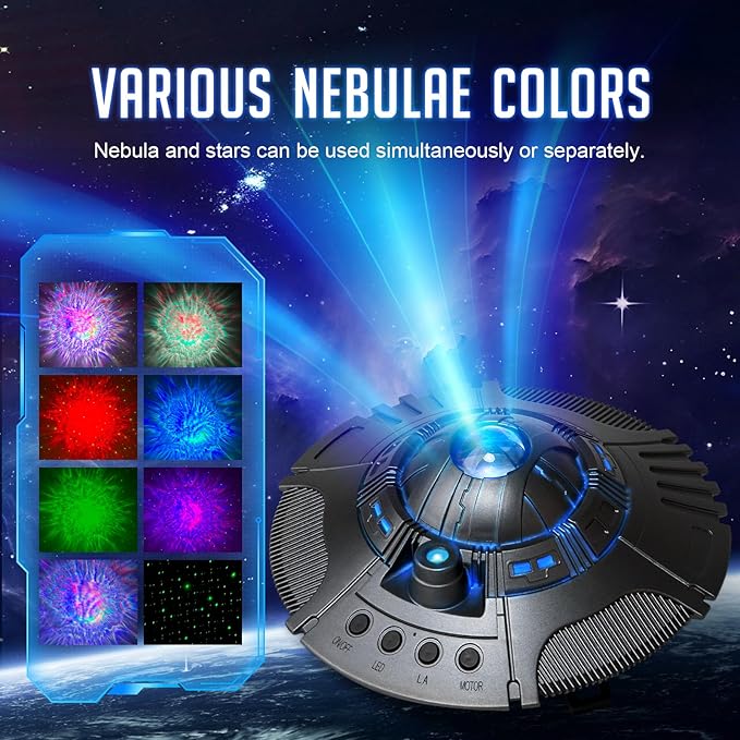 UFO Galaxy Projector, LED Lights for Bedroom, Star Projector, Night Light for Kids and Adults, Starry Nebula Ceiling LED Lamp, Room Decor Aesthetic, Gifts for Christmas, Birthdays, Valentine's Day