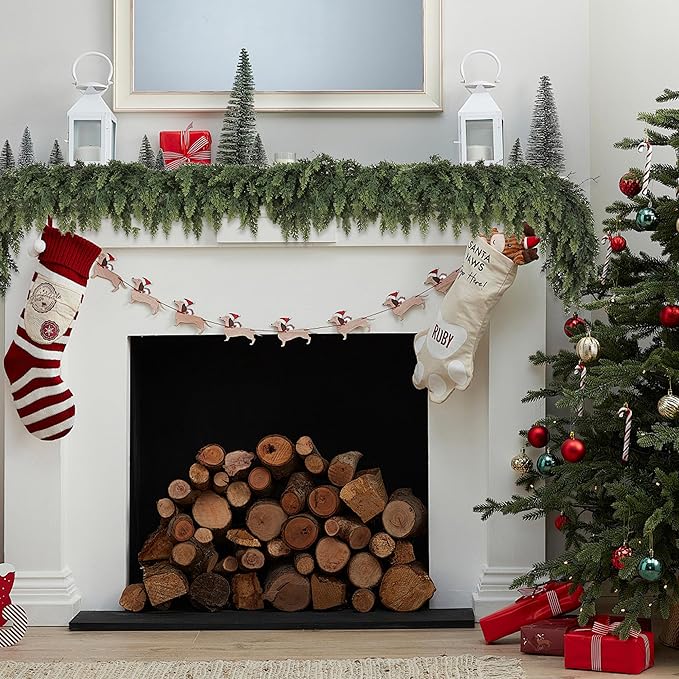 Realistic Christmas Garland for Mantle 16FT Real Touch Thick/Lush Artificial Cedar Garlands Christmas Decorations Indoor Christmas Garland for Stairs Railing Outdoor Table Holiday Decor Greenery