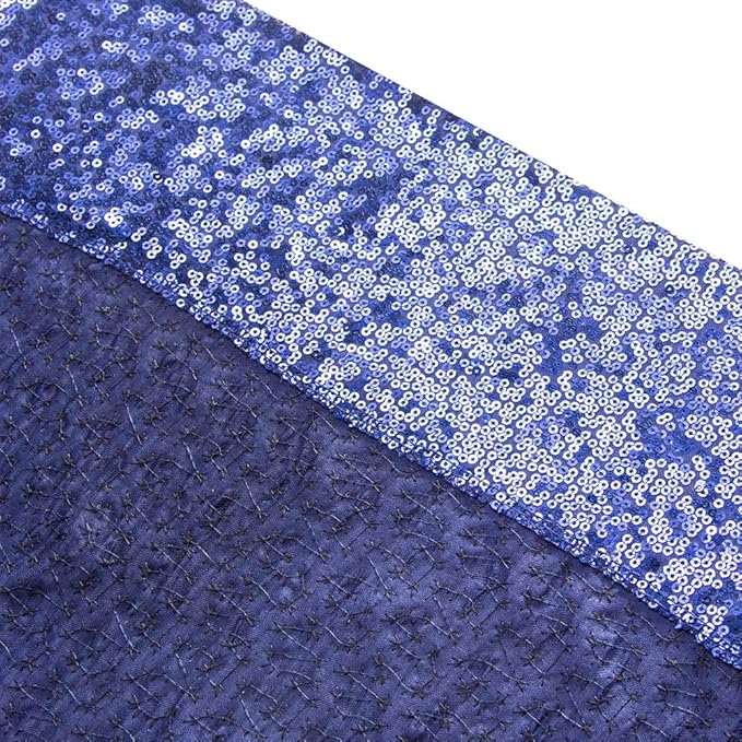 SquarePie Sequin Backdrop Curtain Less See Through Background for Wedding Party 5FT x 7FT Navy Blue