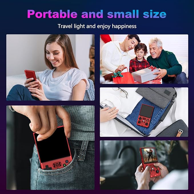 R36MAX Retro Handheld Game Console, 4.0 Inch 720x720 IPS Screen, Built-in 22,000+ Classic Game, Portable Hand Held Open Source Linux System, 4000mAh Battery Retro Gaming Console (Red 128GB)