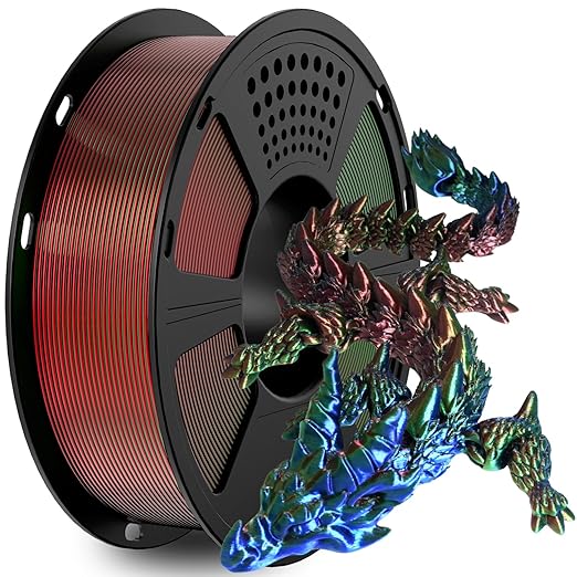 GIANTARM Tri-Colors Silk Pla Filament, 3D Printer Filament 1.75mm +/-0.02mm, 1Kg (2.2lbs) Spool, Vacuum Packaging (Red+Blue+Green)