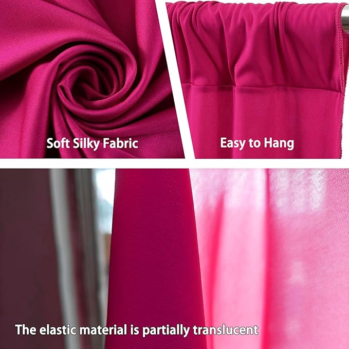 10 x 7 Feet Fuchsia Backdrop Curtain for Partie, Background Curtains for Photoshoot, Birthday, Wedding, Halloween, Thanksgiving, Christmas Day, New Year Party Decorations 5Ft x 7Ft, 2 Panels