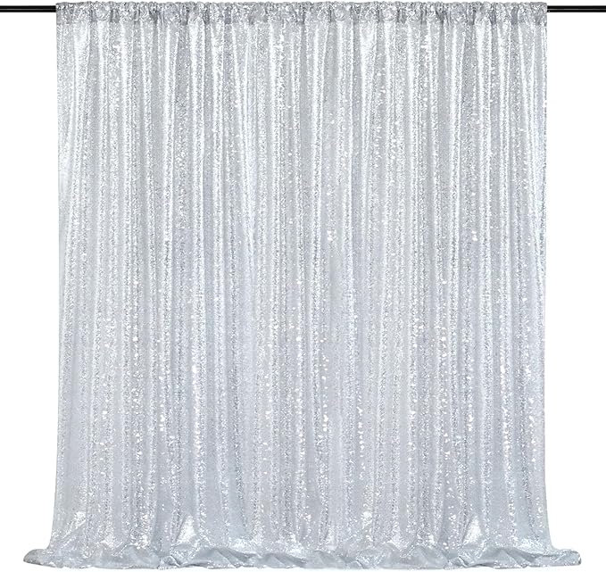 Silver Backdrop Curtains for Birthday - Glitter Party Photography Background 10ft x 10ft Wedding Christmas Home Decorations