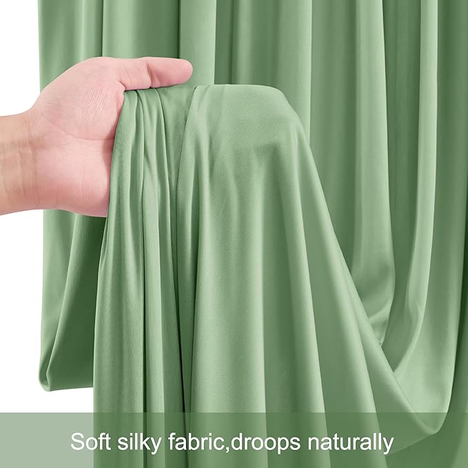 40ft x 12ft Sage Green Backdrop Curtains Wrinkle Free Backdrop Curtain for Wedding Parties Green Fabric Backdrops Drapes Back Drop Cloth Bridal Shower Stage Curtains Wedding Decorations for Reception