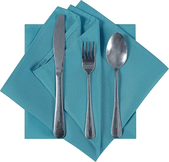 Cloth Napkins 20x20 inch Washable Polyester Dinner Napkins Soft Table Napkins for Wedding Party Dining Banquet(Caribbean Blue,12PCS)