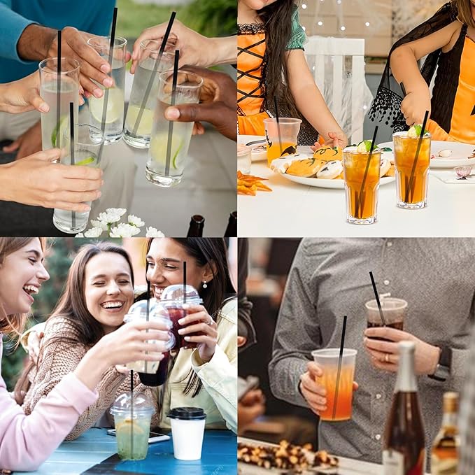 Disposable Black Paper Drinking Straws - 100 Counts, 7.75'' x 0.24'' - for Cocktaill, Coffee, Beverage, Bars, Restaurants