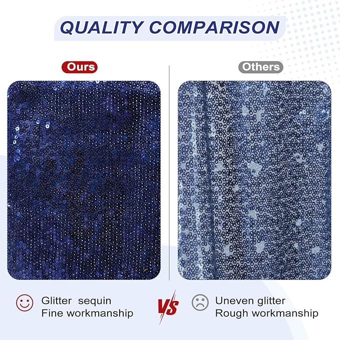 PartyDelight Navy Blue Sequin Backdrop 2 Panels 5Ft x 10FT Photography Christmas Curtain
