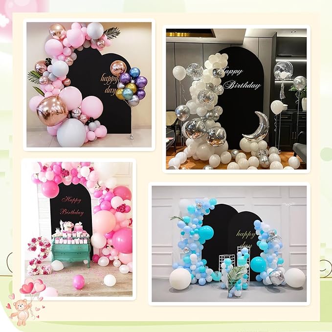 7.2FT Black Arch Backdrop Cover - Polyester Fitted Wedding Arch Stand Covers Round Top Chiara Arch Backdrop Cover for Birthday Party Banquet Photo Background Decoration