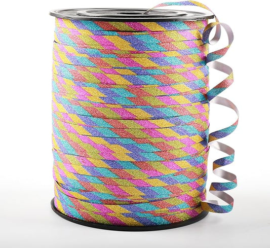 500 Yard Curling Ribbon, Rainbow Glitter Curly Ribbons for Gift Wrapping, Balloon String Ribbon, Thin Gift Wrap Ribbon for Valentine's Day Wedding Birthday Party Christmas Decorations