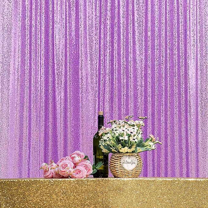 Lavender Sequin Backdrop Curtains 1 Panel 10FTx10FT Glitter Lavender Photo Backdrop Drapes Party Wedding Baby Shower Backdrop Sparkle Photography Background Backdrops