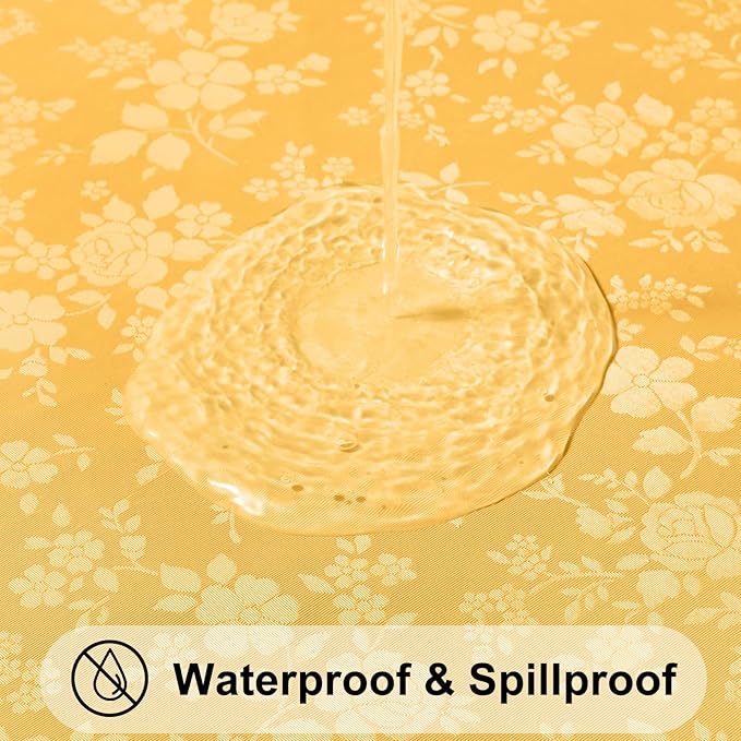 Smiry Rectangle Table Cloth, Waterproof Heavy Duty Vinyl Tablecloths, Wipeable Washable Table Cover for Kitchen and Dining Room (Mustard Yellow, 60" X 120")
