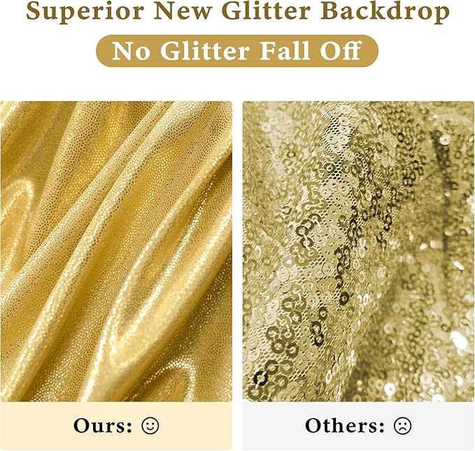Outpain 10x12ft Gold Sequin Backdrop Curtains -Heavy Duty Gold Photography Backdrops with Non-Shedding Glitter, Wrinkle-Free Stage Drapes for Wedding/Christmas/Studio Shoots (5x12ft 2 Panels)