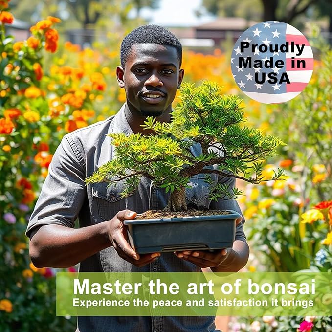 Bonsai Tree Kit with 4 Types of Seeds, Organic Coco Coir Bricks, Bonsai Pot, Plant Markers, Bonsai Tools, Bonsai Starter Kit with Japanese Style Wooden Gift Box, DIY Growing Kit, Cool Gifts for Men