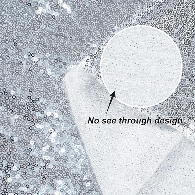 Silver Sequin Backdrop Curtains, Silver Backdrop 6ftx6ft Glitter Photo Backdrop Curtain for Party Decoration Thickened Sparkle Photoshoot Background NO See-Through