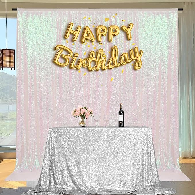PartyDelight Sequin Backdrop Iridescent 6FTx6FT for Photography Curtain Special Events Party