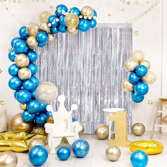 Silver Metallic Tinsel Foil Fringe Curtains, 2 Pack 3.3x8.3 Feet Party Streamer Curtains for Birthday Party Decorations, Halloween Decor, Foil Curtain Backdrop for Bachelorette Party
