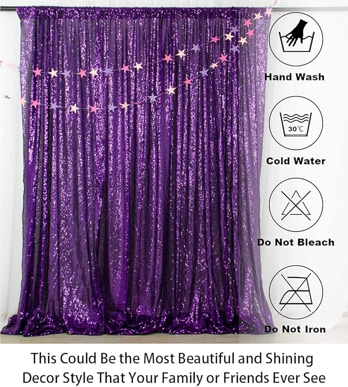 ShinyBeauty Purple Sequin Backdrop-Curtain 4FTx8FT, Photography & Photo Booth Background, Christmas Backdrop