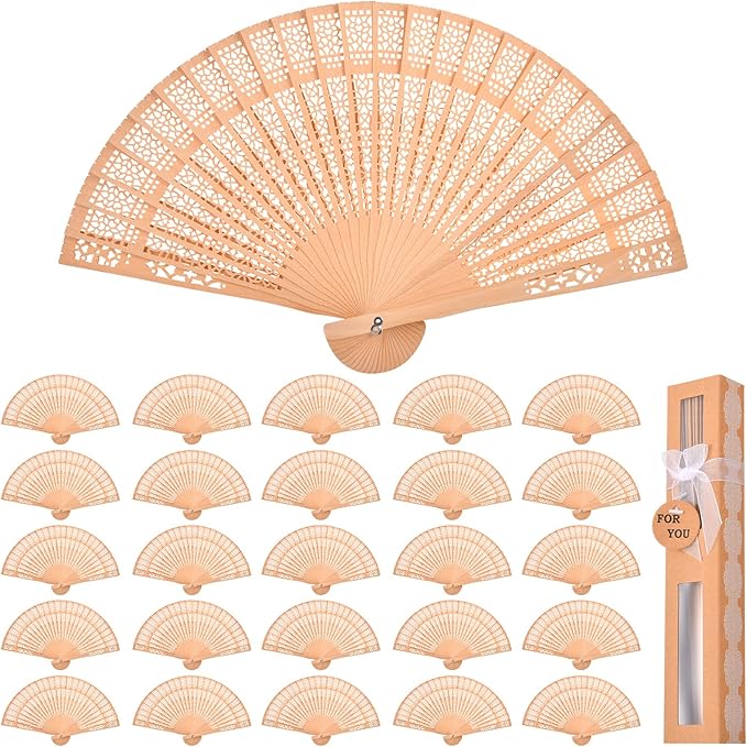 36-Piece Wooden Gift Box Wrapped with Hand-held Folding Fan or Wedding Gift, Bride Gift Party Home Decoration Birthday Gift