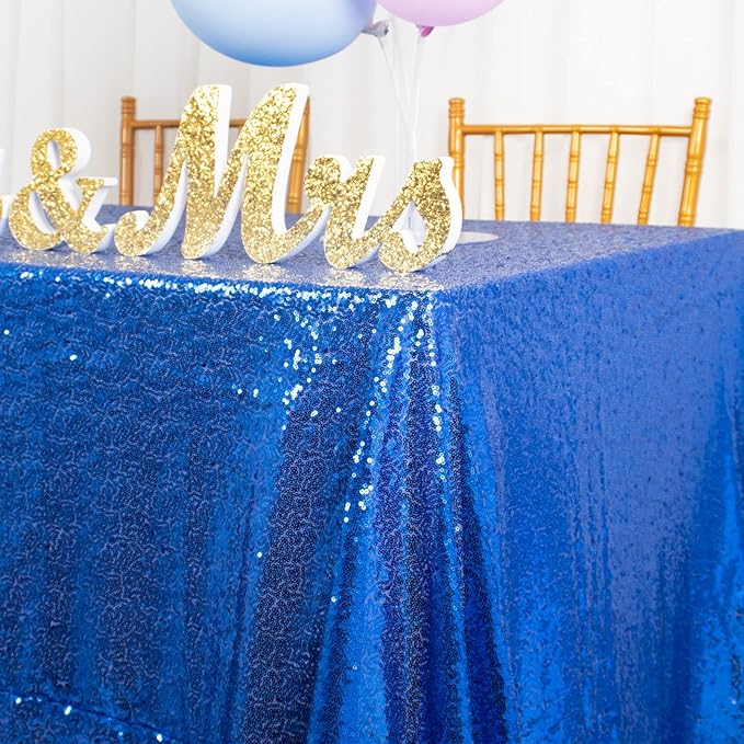 ShinyBeauty Sparkling Royal Blue Sequin Tablecloth 54x54 Inch - Glitter Dining Table Cover for Birthday Wedding Party Decor, Elegant Luxury Table Linen Overlay