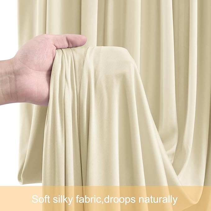 40ft x 12ft Beige Backdrop Curtains Wrinkle Free Backdrop Curtain for Wedding Parties Beige Fabric Backdrops Drapes Back Drop Cloth Bridal Shower Stage Curtains Wedding Decorations for Reception