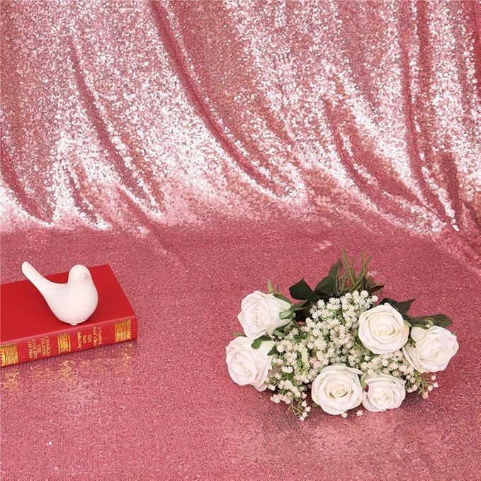 Eternal Beauty Fuchsia Pink Sequin Backdrop Curtains, Shimmer Back Drop 4Panels-2FTx8FT for Christmas, Party, Birthday, Photography, Wedding, Baby Shower Event Decoration