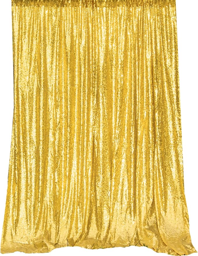 JYFLZQ Gold Sequin Backdrop Curtains 7ft x 7ft 1 Panel Glitter Photo Booth Backdrops Sparkly Photography Background Drapes for Parties Wedding Bridal Showers